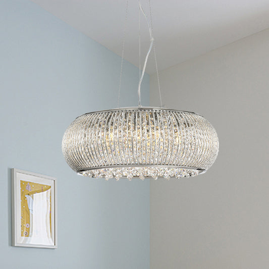 8 Heads Crystal Beaded Pendant Chandelier Modern Chrome Dining Room Suspension Light Chrome Clearhalo 'Ceiling Lights' 'Chandeliers' 'Modern Chandeliers' 'Modern' Lighting' 286351