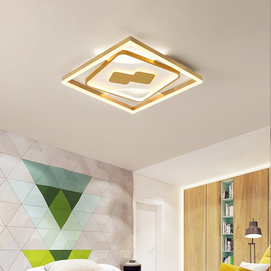 Gold Rhombus Flush Mount Lamp Contemporary Gold 16"/19.5" LED Ceiling Lighting in Warm/White Light Clearhalo 'Ceiling Lights' 'Close To Ceiling Lights' 'Close to ceiling' 'Flush mount' Lighting' 286371