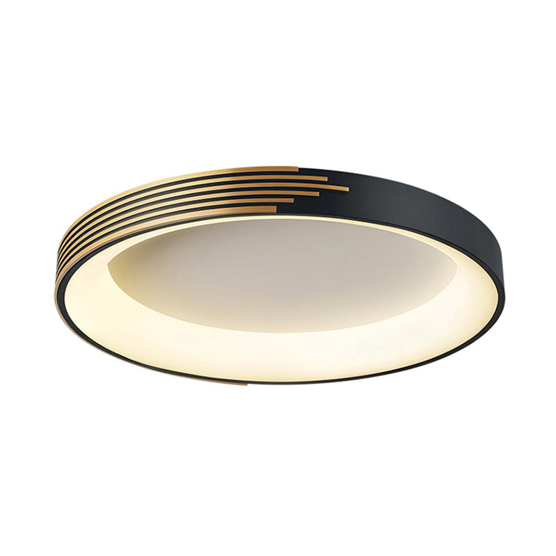 Drum Ceiling Light Modern Metal Black LED Flush Mount Light Fixture for Bedroom, 12"/18"/23.5" Wide Clearhalo 'Ceiling Lights' 'Close To Ceiling Lights' 'Close to ceiling' 'Flush mount' Lighting' 286474