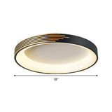 Drum Ceiling Light Modern Metal Black LED Flush Mount Light Fixture for Bedroom, 12"/18"/23.5" Wide Clearhalo 'Ceiling Lights' 'Close To Ceiling Lights' 'Close to ceiling' 'Flush mount' Lighting' 286476