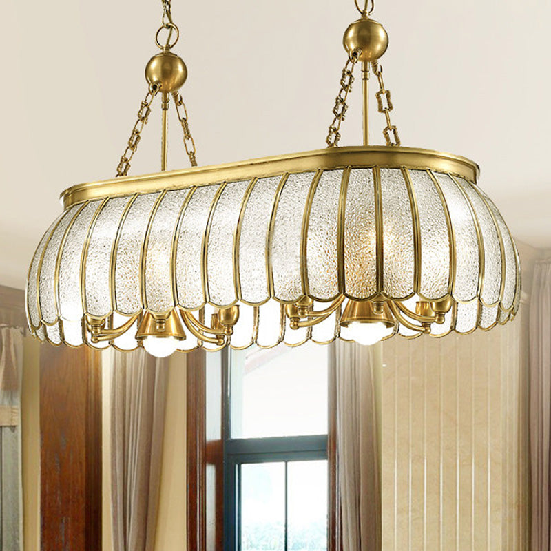 Gold 10 Heads Island Lighting Colonialism Bubble Glass Scalloped Pendant Ceiling Light for Kitchen Clearhalo 'Ceiling Lights' 'Glass shade' 'Glass' 'Island Lights' Lighting' 286491