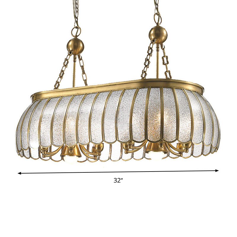 Gold 10 Heads Island Lighting Colonialism Bubble Glass Scalloped Pendant Ceiling Light for Kitchen Clearhalo 'Ceiling Lights' 'Glass shade' 'Glass' 'Island Lights' Lighting' 286494