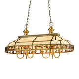 Colonial Faceted Island Lighting Fixture 6 Heads White Glass Pendant Ceiling Light in Gold Clearhalo 'Ceiling Lights' 'Glass shade' 'Glass' 'Island Lights' Lighting' 286521