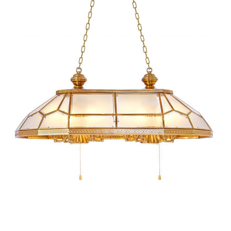 Prism Living Room Hanging Island Light Colonial Opal Blown Glass 8 Heads Gold Down Lighting Pendant Clearhalo 'Ceiling Lights' 'Glass shade' 'Glass' 'Island Lights' 'Pendant Lights' Lighting' 286533