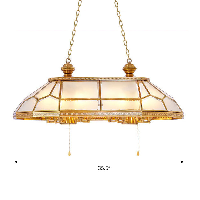 Prism Living Room Hanging Island Light Colonial Opal Blown Glass 8 Heads Gold Down Lighting Pendant Clearhalo 'Ceiling Lights' 'Glass shade' 'Glass' 'Island Lights' 'Pendant Lights' Lighting' 286534