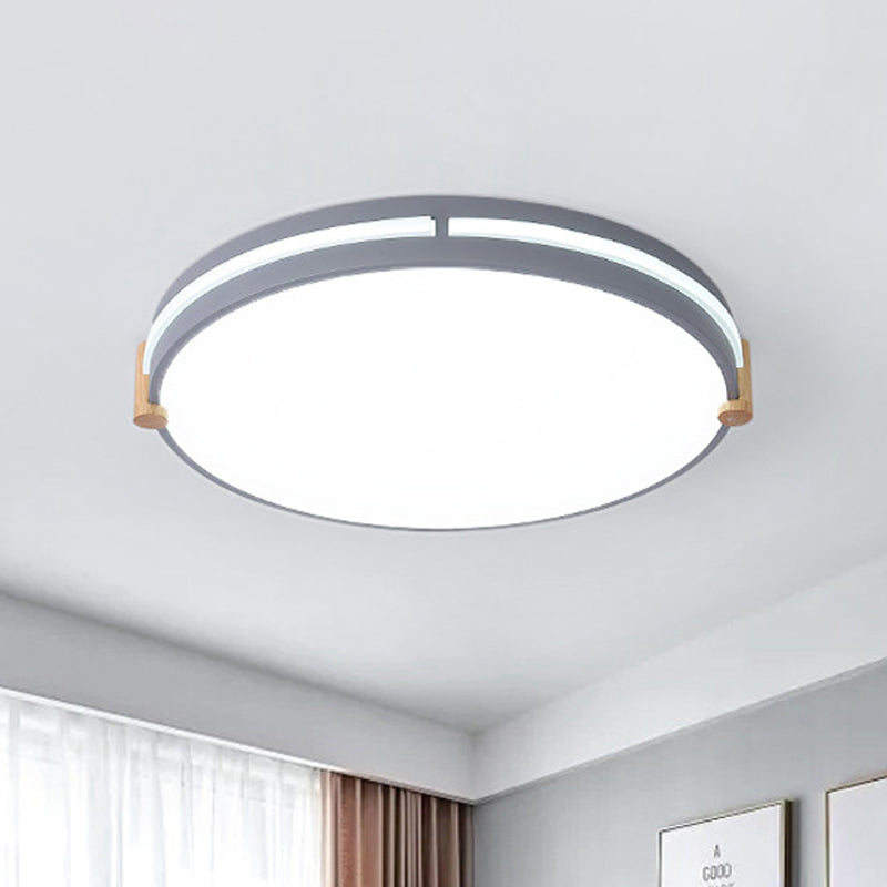 Macaron Drum Ceiling Lamp Simple Style Bedroom LED Flush Mount Lighting in Gray, 12"/16"/19.5" Wide Clearhalo 'Ceiling Lights' 'Close To Ceiling Lights' 'Close to ceiling' 'Flush mount' Lighting' 286547