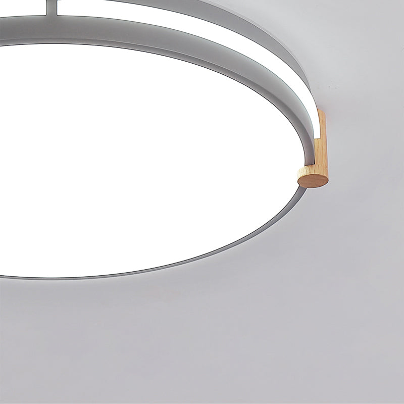 Macaron Drum Ceiling Lamp Simple Style Bedroom LED Flush Mount Lighting in Gray, 12"/16"/19.5" Wide Clearhalo 'Ceiling Lights' 'Close To Ceiling Lights' 'Close to ceiling' 'Flush mount' Lighting' 286553