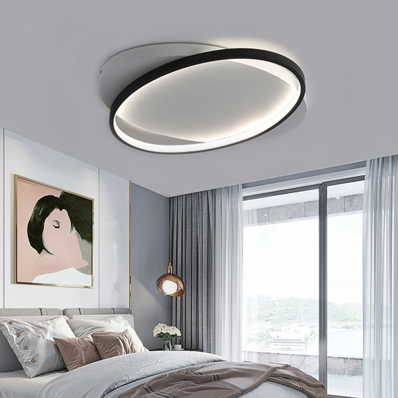 Black Oval Flush Mount Light Modern Acrylic 16"/19.5" Wide LED Ceiling Lamp in Warm/White Light Black Warm Clearhalo 'Ceiling Lights' 'Close To Ceiling Lights' 'Close to ceiling' 'Flush mount' Lighting' 286581