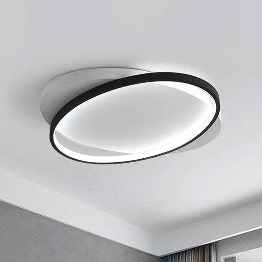 Black Oval Flush Mount Light Modern Acrylic 16"/19.5" Wide LED Ceiling Lamp in Warm/White Light Black White Clearhalo 'Ceiling Lights' 'Close To Ceiling Lights' 'Close to ceiling' 'Flush mount' Lighting' 286582