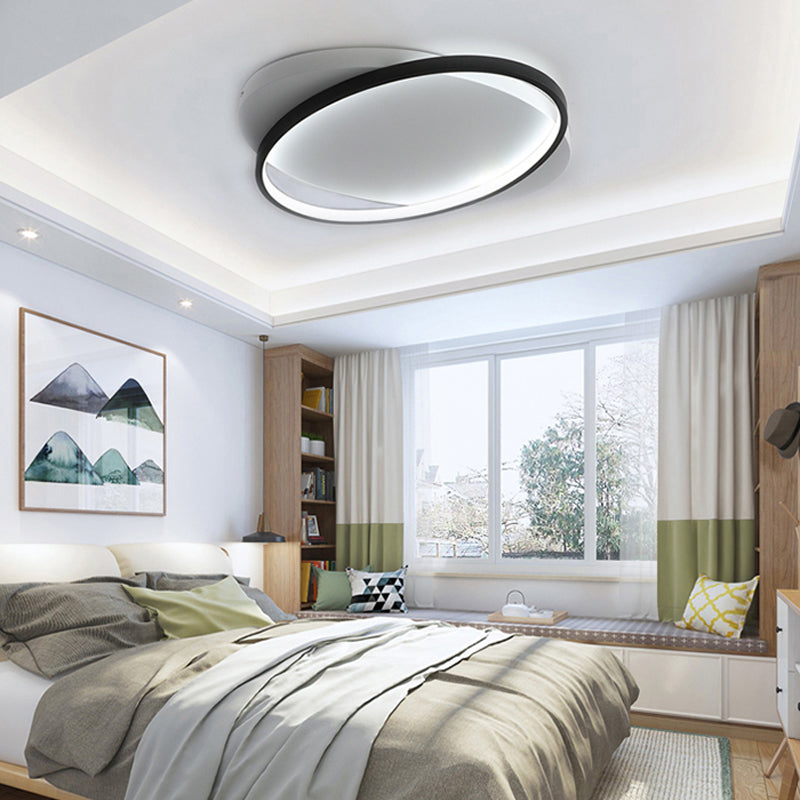 Black Oval Flush Mount Light Modern Acrylic 16"/19.5" Wide LED Ceiling Lamp in Warm/White Light Clearhalo 'Ceiling Lights' 'Close To Ceiling Lights' 'Close to ceiling' 'Flush mount' Lighting' 286583