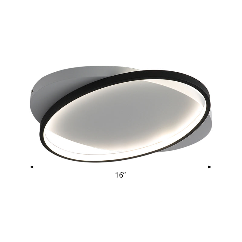 Black Oval Flush Mount Light Modern Acrylic 16"/19.5" Wide LED Ceiling Lamp in Warm/White Light Clearhalo 'Ceiling Lights' 'Close To Ceiling Lights' 'Close to ceiling' 'Flush mount' Lighting' 286585