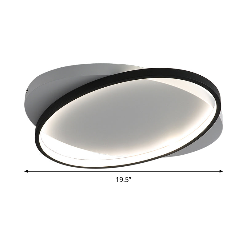 Black Oval Flush Mount Light Modern Acrylic 16"/19.5" Wide LED Ceiling Lamp in Warm/White Light Clearhalo 'Ceiling Lights' 'Close To Ceiling Lights' 'Close to ceiling' 'Flush mount' Lighting' 286586