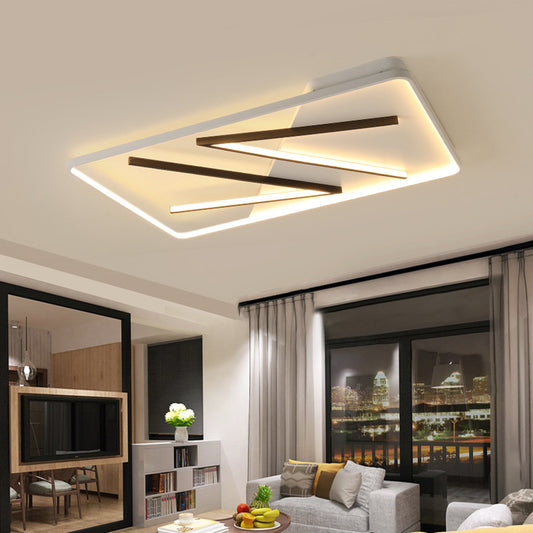 Acrylic Double V-Shape Ceiling Lamp Modern Black and White LED Flush Mount Light, Warm/White Light/Remote Control Stepless Dimming Clearhalo 'Ceiling Lights' 'Close To Ceiling Lights' 'Close to ceiling' 'Flush mount' Lighting' 286658