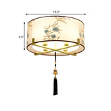 4 Lights Drum Flush Mount Lamp Traditional Style White Fabric Flush Light Fixture Clearhalo 'Ceiling Lights' 'Close To Ceiling Lights' 'Close to ceiling' 'Flush mount' Lighting' 286699