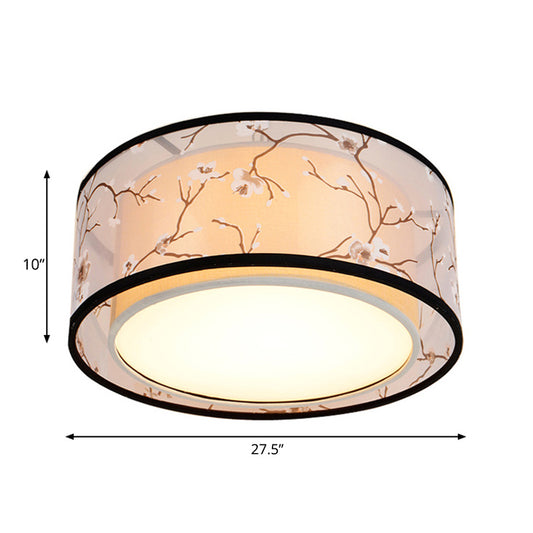 White 16"/19.5"/23.5" Wide 4 Lights Flush Mount Lamp Traditional Style Fabric Drum Shade Ceiling Light Fixture Clearhalo 'Ceiling Lights' 'Close To Ceiling Lights' 'Close to ceiling' 'Flush mount' Lighting' 286721