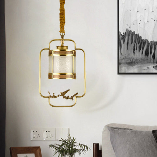 1 Light Metal Pendant Lighting Classic Style Brass Cylinder Corridor Hanging Lamp Kit Clearhalo 'Ceiling Lights' 'Pendant Lights' 'Pendants' Lighting' 286758