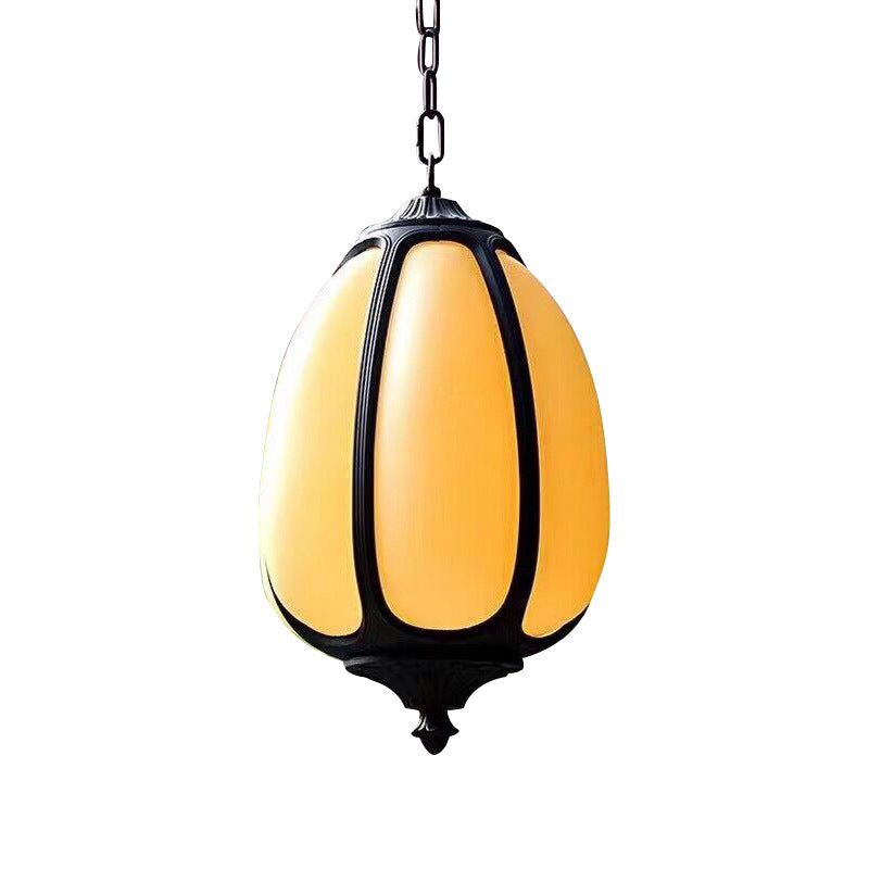 Classic Pumpkin Hanging Ceiling Light 8"/11"/12.5" Wide 1 Light Metal Down Lighting in White for Outdoor Clearhalo 'Ceiling Lights' 'Pendant Lights' 'Pendants' Lighting' 286783