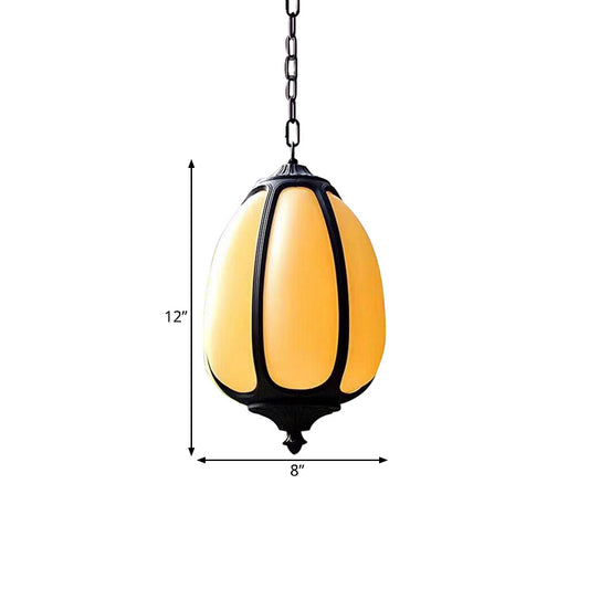 Classic Pumpkin Hanging Ceiling Light 8"/11"/12.5" Wide 1 Light Metal Down Lighting in White for Outdoor Clearhalo 'Ceiling Lights' 'Pendant Lights' 'Pendants' Lighting' 286784