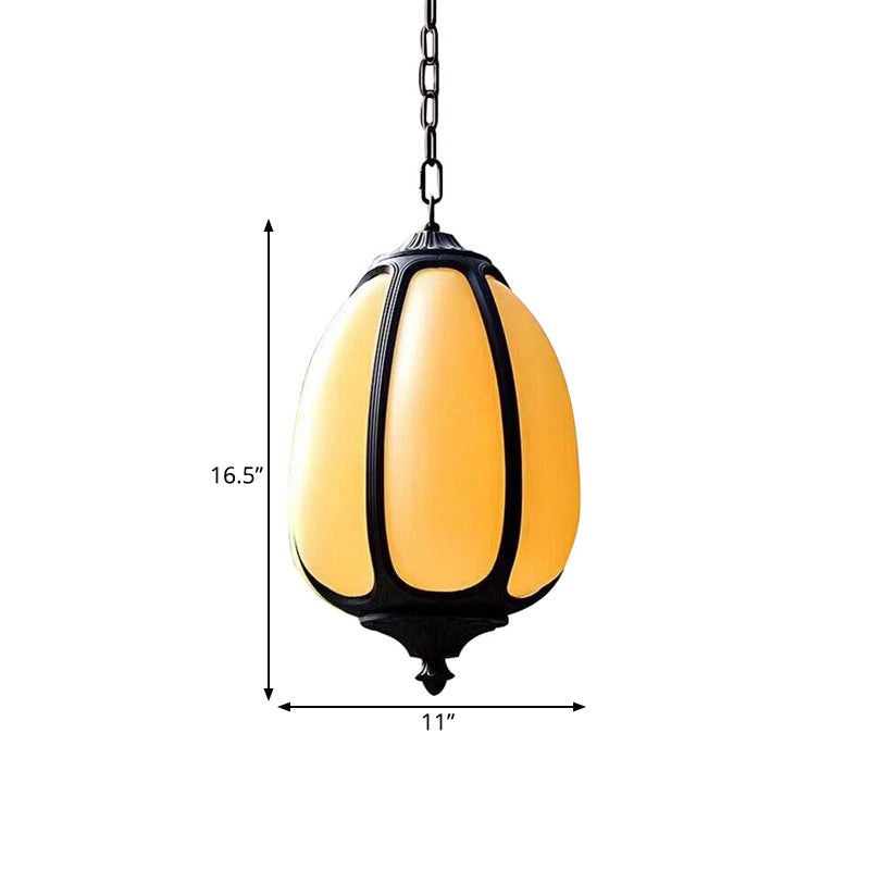 Classic Pumpkin Hanging Ceiling Light 8"/11"/12.5" Wide 1 Light Metal Down Lighting in White for Outdoor Clearhalo 'Ceiling Lights' 'Pendant Lights' 'Pendants' Lighting' 286785