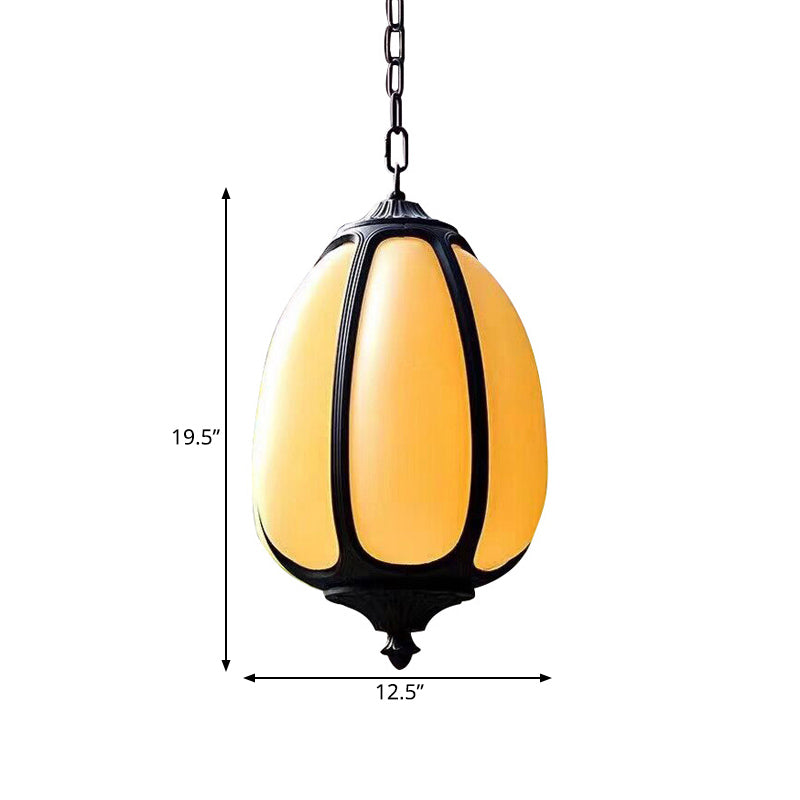 Classic Pumpkin Hanging Ceiling Light 8"/11"/12.5" Wide 1 Light Metal Down Lighting in White for Outdoor Clearhalo 'Ceiling Lights' 'Pendant Lights' 'Pendants' Lighting' 286786