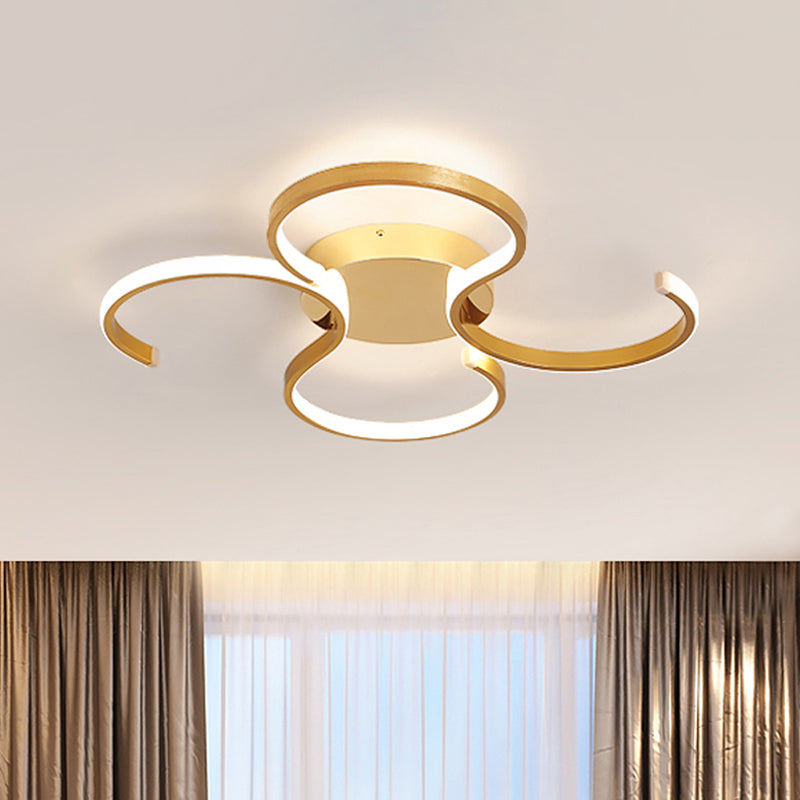 Double S-Shape Flush Mount Light Fixture Simple Acrylic Gold LED Ceiling Light in Warm/White Light Gold Clearhalo 'Ceiling Lights' 'Close To Ceiling Lights' 'Close to ceiling' 'Flush mount' Lighting' 286788