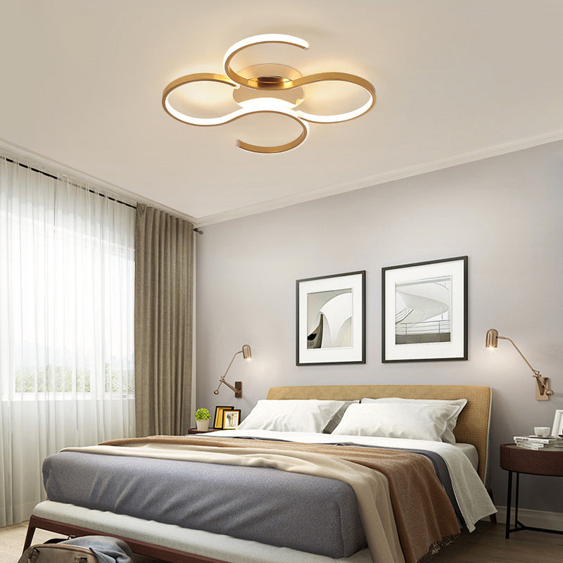 Double S-Shape Flush Mount Light Fixture Simple Acrylic Gold LED Ceiling Light in Warm/White Light Clearhalo 'Ceiling Lights' 'Close To Ceiling Lights' 'Close to ceiling' 'Flush mount' Lighting' 286790