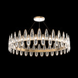 Gold Ring Ceiling Pendant Light Simple Style Teardrop Crystal Living Room LED Hanging Chandelier Clearhalo 'Ceiling Lights' 'Chandeliers' Lighting' options 286832