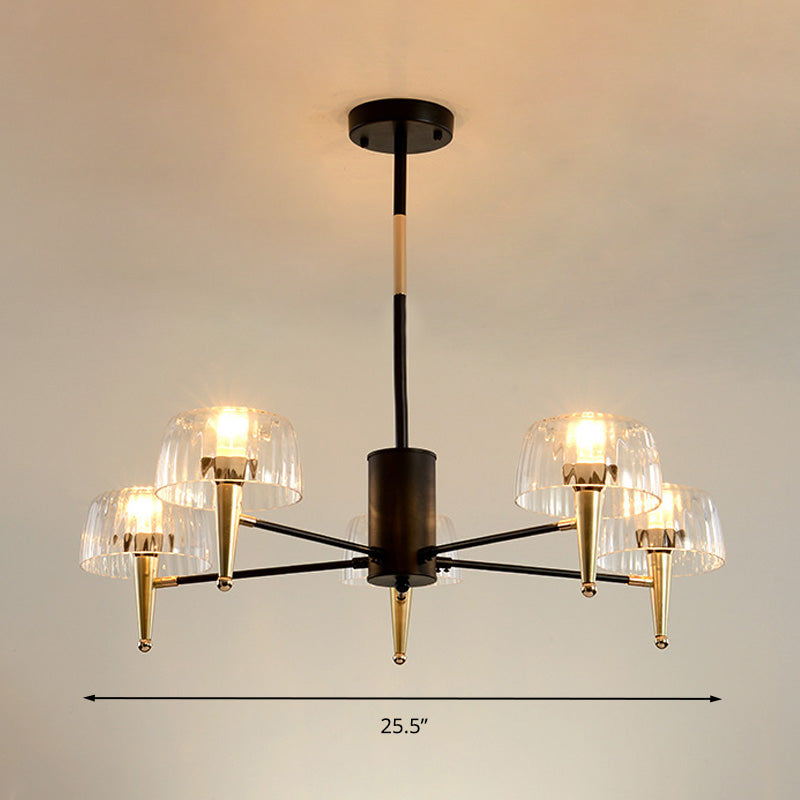 Sputnik Clear Glass Suspension Pendant Light Simple Style 3/5/6 Lights Living Room Chandelier Light in Gold Clearhalo 'Ceiling Lights' 'Chandeliers' Lighting' options 286842