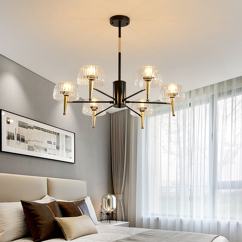 Sputnik Clear Glass Suspension Pendant Light Simple Style 3/5/6 Lights Living Room Chandelier Light in Gold Clearhalo 'Ceiling Lights' 'Chandeliers' Lighting' options 286843