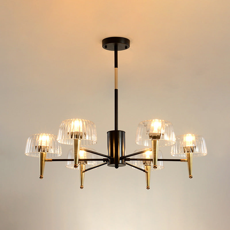 Sputnik Clear Glass Suspension Pendant Light Simple Style 3/5/6 Lights Living Room Chandelier Light in Gold Clearhalo 'Ceiling Lights' 'Chandeliers' Lighting' options 286844