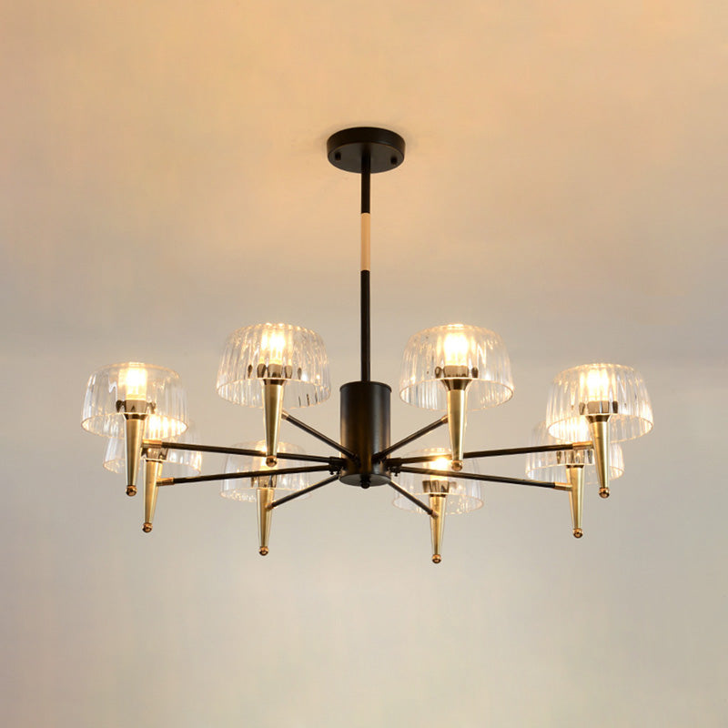 Sputnik Clear Glass Suspension Pendant Light Simple Style 3/5/6 Lights Living Room Chandelier Light in Gold Clearhalo 'Ceiling Lights' 'Chandeliers' Lighting' options 286847