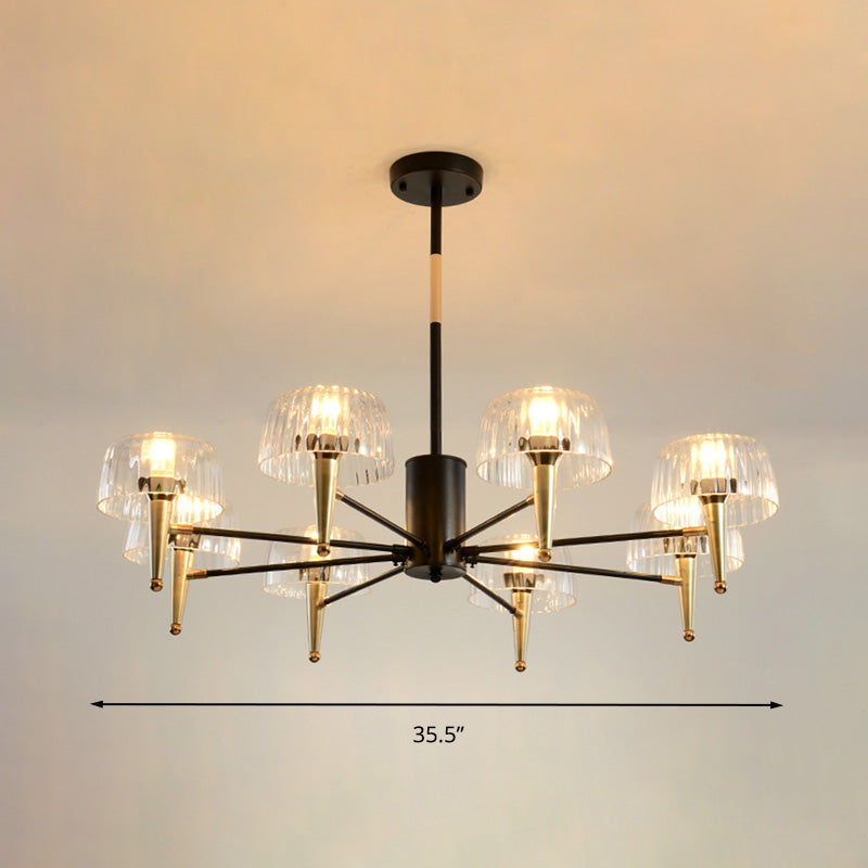 Sputnik Clear Glass Suspension Pendant Light Simple Style 3/5/6 Lights Living Room Chandelier Light in Gold Clearhalo 'Ceiling Lights' 'Chandeliers' Lighting' options 286848