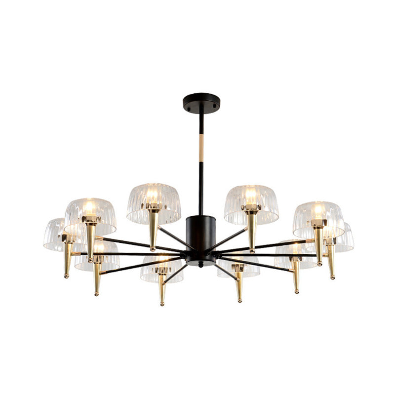 Sputnik Clear Glass Suspension Pendant Light Simple Style 3/5/6 Lights Living Room Chandelier Light in Gold Clearhalo 'Ceiling Lights' 'Chandeliers' Lighting' options 286850