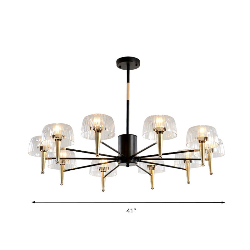 Sputnik Clear Glass Suspension Pendant Light Simple Style 3/5/6 Lights Living Room Chandelier Light in Gold Clearhalo 'Ceiling Lights' 'Chandeliers' Lighting' options 286851