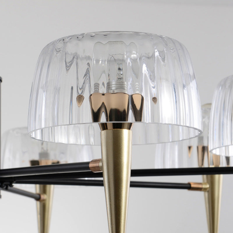 Sputnik Clear Glass Suspension Pendant Light Simple Style 3/5/6 Lights Living Room Chandelier Light in Gold Clearhalo 'Ceiling Lights' 'Chandeliers' Lighting' options 286852