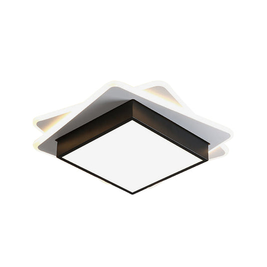 Black Square Flush Mount Light Contemporary Acrylic LED Ceiling Light Fixture in Warm/White Lighting Clearhalo 'Ceiling Lights' 'Close To Ceiling Lights' 'Close to ceiling' 'Flush mount' Lighting' 286856