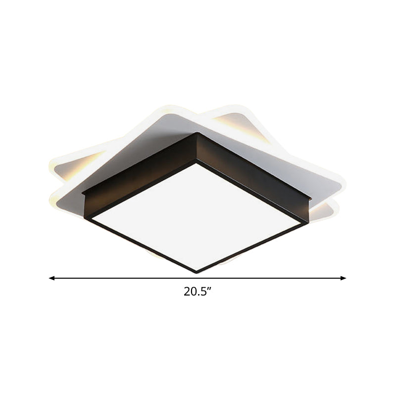 Black Square Flush Mount Light Contemporary Acrylic LED Ceiling Light Fixture in Warm/White Lighting Clearhalo 'Ceiling Lights' 'Close To Ceiling Lights' 'Close to ceiling' 'Flush mount' Lighting' 286857