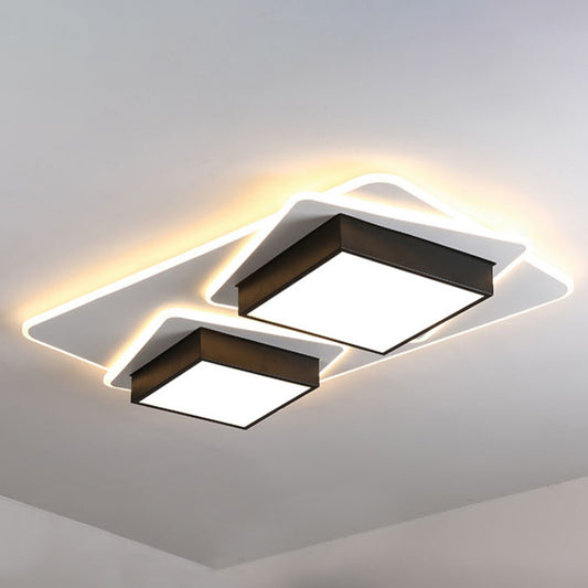 Square Acrylic Flush Mount Lighting Modern Black LED Ceiling Lighting, Warm/White Light Black Clearhalo 'Ceiling Lights' 'Close To Ceiling Lights' 'Close to ceiling' 'Flush mount' Lighting' 286865