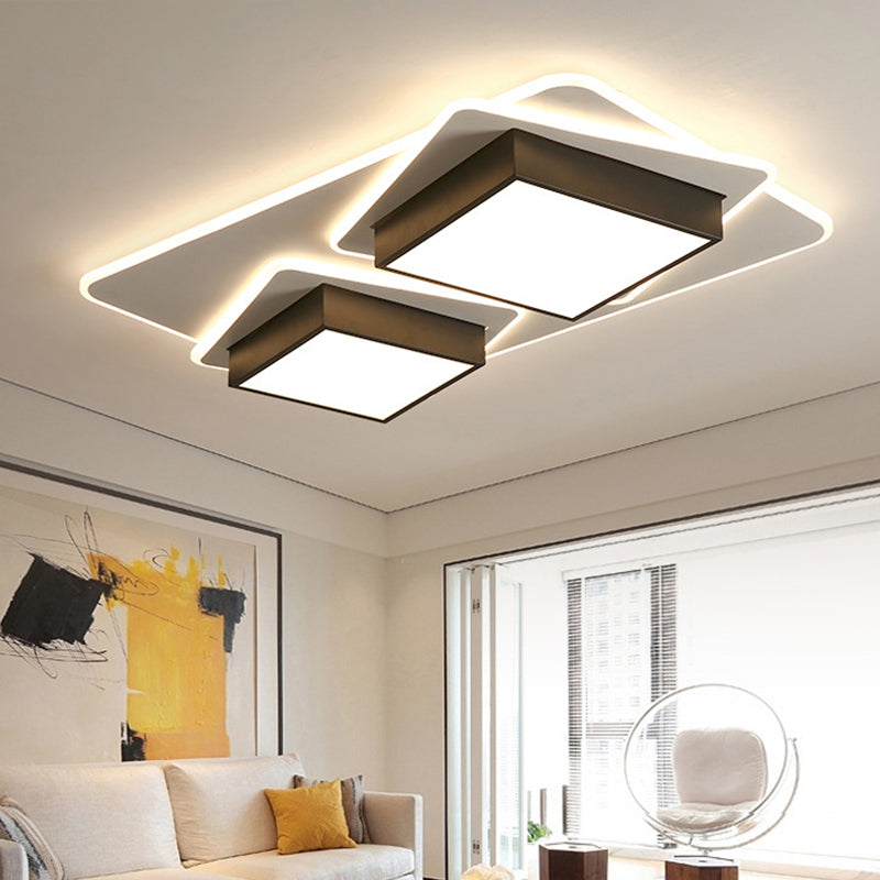 Square Acrylic Flush Mount Lighting Modern Black LED Ceiling Lighting, Warm/White Light Clearhalo 'Ceiling Lights' 'Close To Ceiling Lights' 'Close to ceiling' 'Flush mount' Lighting' 286866