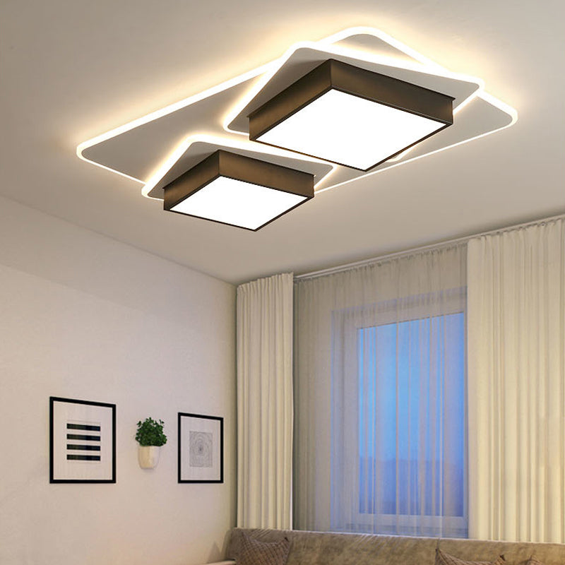 Square Acrylic Flush Mount Lighting Modern Black LED Ceiling Lighting, Warm/White Light Clearhalo 'Ceiling Lights' 'Close To Ceiling Lights' 'Close to ceiling' 'Flush mount' Lighting' 286867