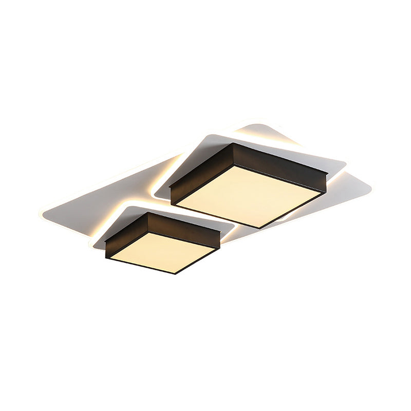 Square Acrylic Flush Mount Lighting Modern Black LED Ceiling Lighting, Warm/White Light Clearhalo 'Ceiling Lights' 'Close To Ceiling Lights' 'Close to ceiling' 'Flush mount' Lighting' 286868