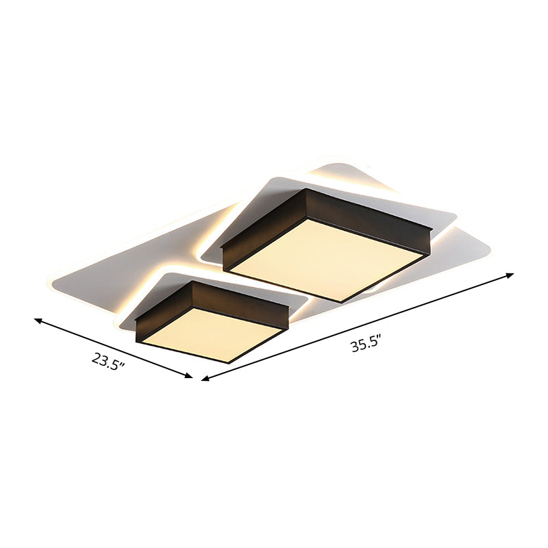 Square Acrylic Flush Mount Lighting Modern Black LED Ceiling Lighting, Warm/White Light Clearhalo 'Ceiling Lights' 'Close To Ceiling Lights' 'Close to ceiling' 'Flush mount' Lighting' 286869