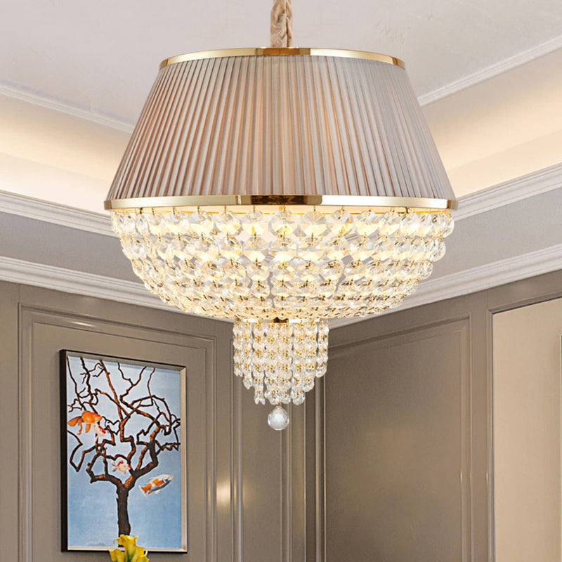 5 Lights Dome Ceiling Light Fixture Simple Style Blue/Gray Crystal Strand Chandelier Pendant Light Clearhalo 'Ceiling Lights' 'Chandeliers' Lighting' options 286915