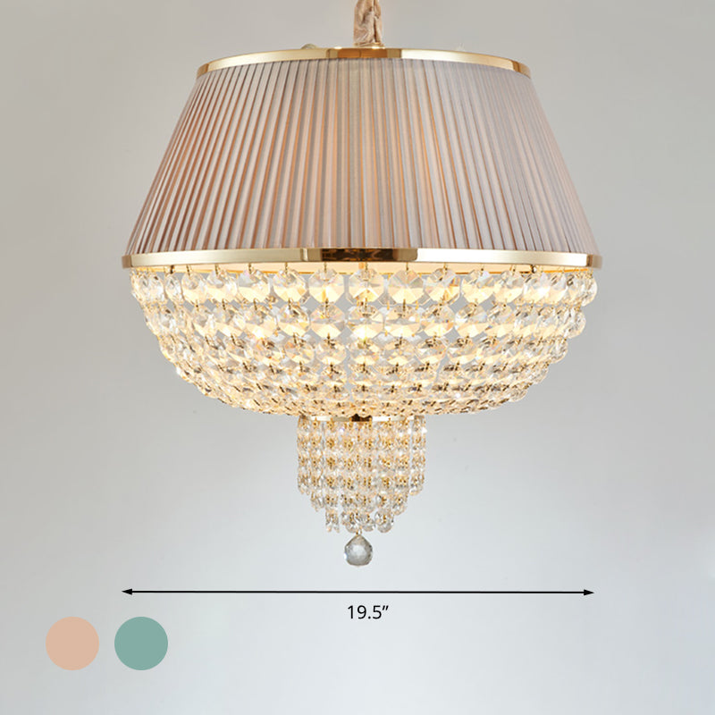 5 Lights Dome Ceiling Light Fixture Simple Style Blue/Gray Crystal Strand Chandelier Pendant Light Clearhalo 'Ceiling Lights' 'Chandeliers' Lighting' options 286918