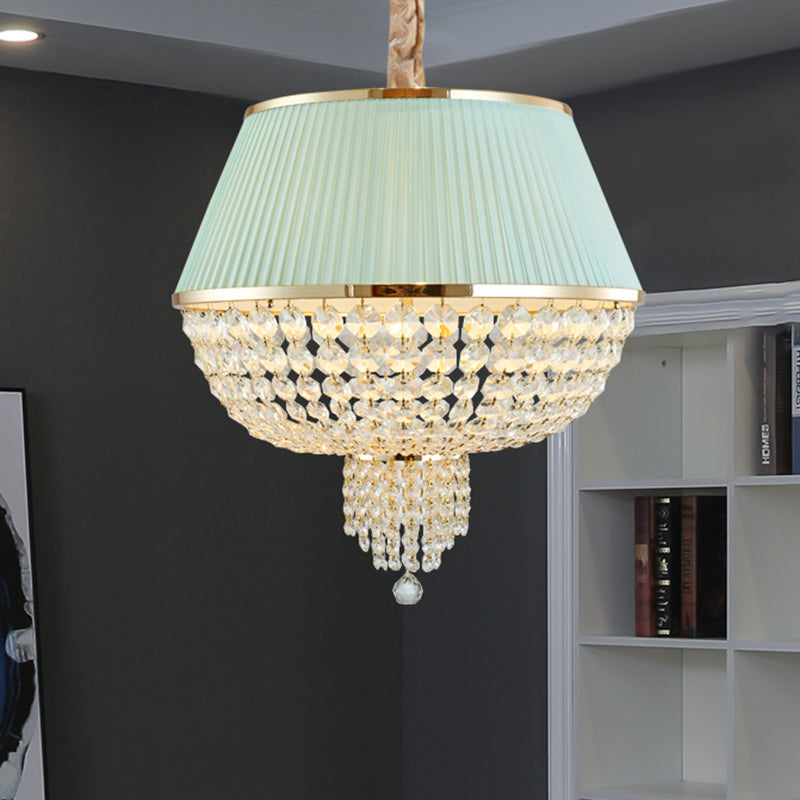5 Lights Dome Ceiling Light Fixture Simple Style Blue/Gray Crystal Strand Chandelier Pendant Light Clearhalo 'Ceiling Lights' 'Chandeliers' Lighting' options 286920