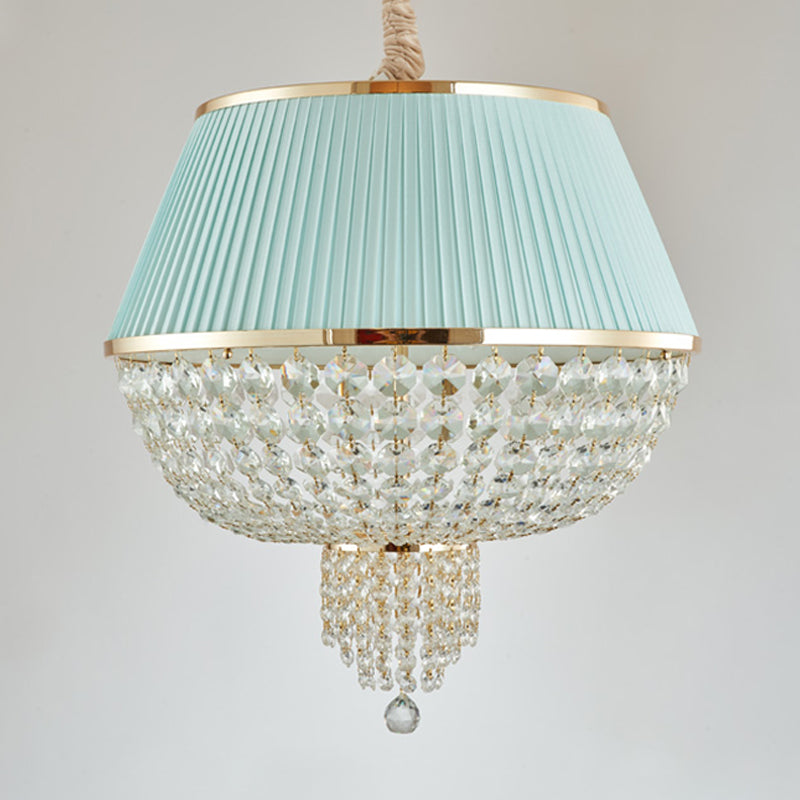 5 Lights Dome Ceiling Light Fixture Simple Style Blue/Gray Crystal Strand Chandelier Pendant Light Clearhalo 'Ceiling Lights' 'Chandeliers' Lighting' options 286922