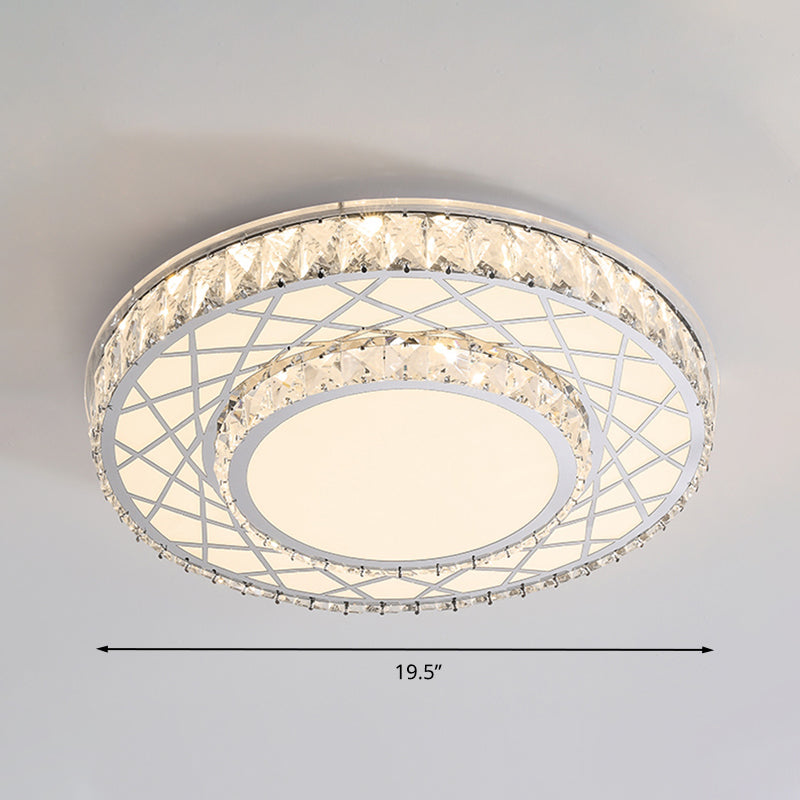 Drum Flush Mount Lamp Minimalist K9 Crystal White LED Ceiling Light in Warm/White Light Clearhalo 'Ceiling Lights' 'Close To Ceiling Lights' 'Close to ceiling' 'Flush mount' Lighting' 286938