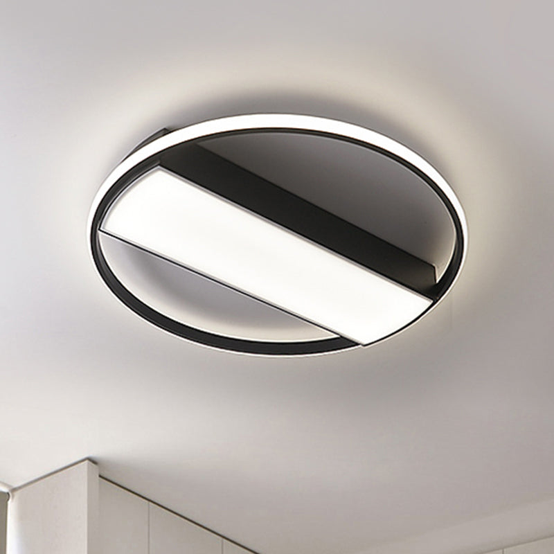 Rectangle Flush Mount Fixture Modern Acrylic Black/White 16"/20"/24" Wide LED Ceiling Light for Stairway Black Clearhalo 'Ceiling Lights' 'Close To Ceiling Lights' 'Close to ceiling' 'Flush mount' Lighting' 286940