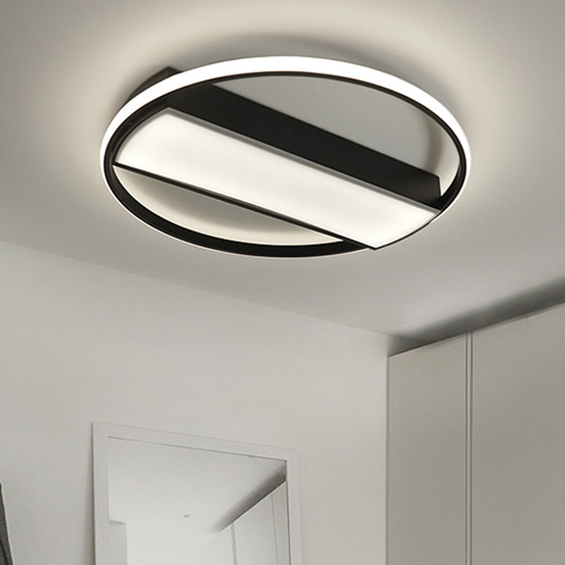 Rectangle Flush Mount Fixture Modern Acrylic Black/White 16"/20"/24" Wide LED Ceiling Light for Stairway Clearhalo 'Ceiling Lights' 'Close To Ceiling Lights' 'Close to ceiling' 'Flush mount' Lighting' 286941