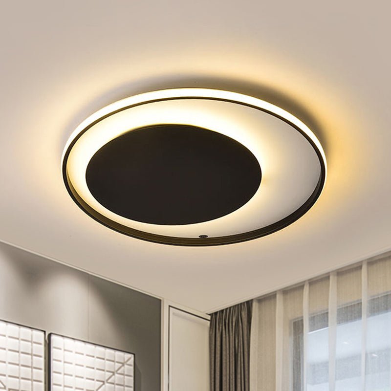 Black Circle Ceiling Lamp Simple Style Acrylic 18"/23.5" Wide LED Flush Mount Lighting in Warm/White Light Clearhalo 'Ceiling Lights' 'Close To Ceiling Lights' 'Close to ceiling' 'Flush mount' Lighting' 287025